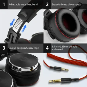 Wired Professional Studio Pro 50 DJ Headphones With Microphone Over Ear HiFi Monitor Music Headset Earphone For Phone PC