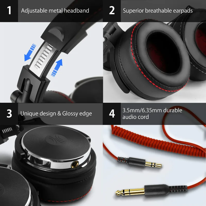 Wired Professional Studio Pro 50 DJ Headphones With Microphone Over Ear HiFi Monitor Music Headset Earphone For Phone PC - Image 3