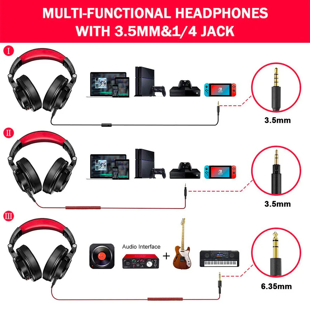 Wired Over Ear Headphone With Mic Studio DJ Headphones Professional Monitor Recording & Mixing Headset For Gaming - Image 6