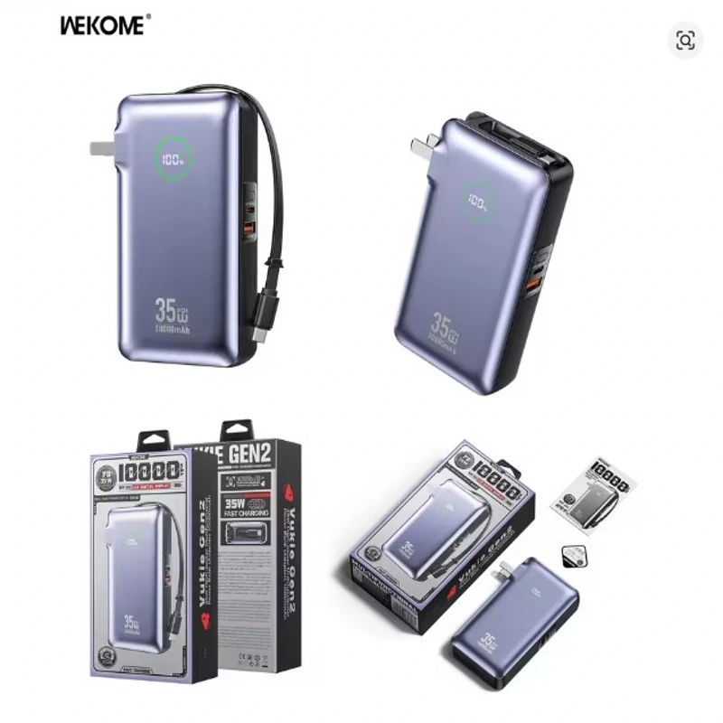 10000mAh  power bank charger mobile power 35W with plug aircraft can carry super fast charging Retractable Line - Image 6