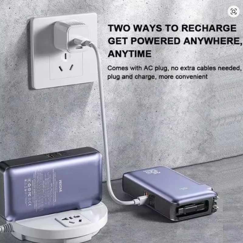 10000mAh  power bank charger mobile power 35W with plug aircraft can carry super fast charging Retractable Line - Image 3