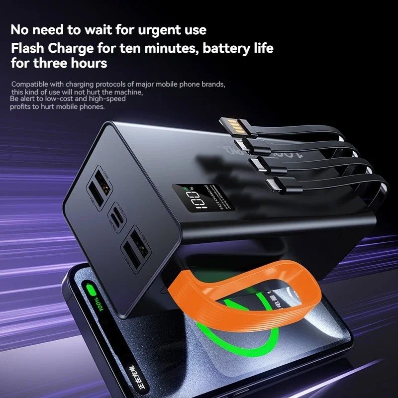 Ccc 50000mAh 120W Fast Charging Built in 4 Cables movableCharger External Battery Power Bank for Smartphones - Image 6