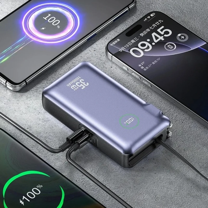10000mAh  power bank charger mobile power 35W with plug aircraft can carry super fast charging Retractable Line - Image 5